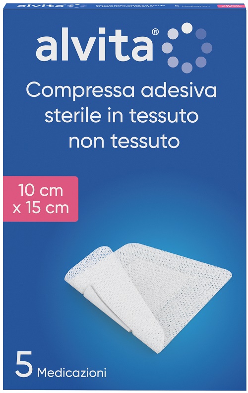 GARZA COMPRESSA ADESIVA ALVITA TNT 10X15CM 5 PEZZI - Farmapre