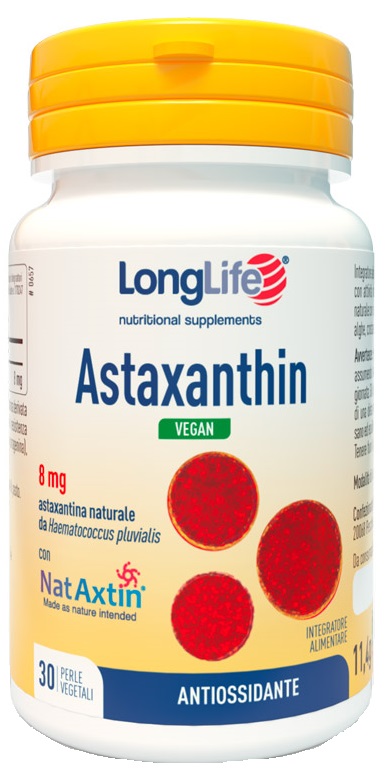 LONGLIFE ASTAXANTHIN VEGAN 8 MG 30 PERLE VEGETALI SENZA GLUTINE - Farmapre