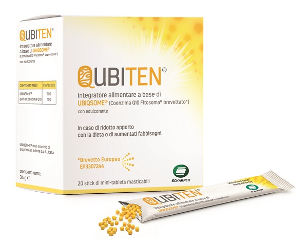 QUBITEN 20 STICK DI MINITABLET MASTICABILI A BASE DI UBIQSOME - Farmapre