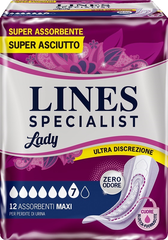 ASSORBENTI PER INCONTINENZA LINES SPECIALIST LADY 12 PEZZI - Farmapre