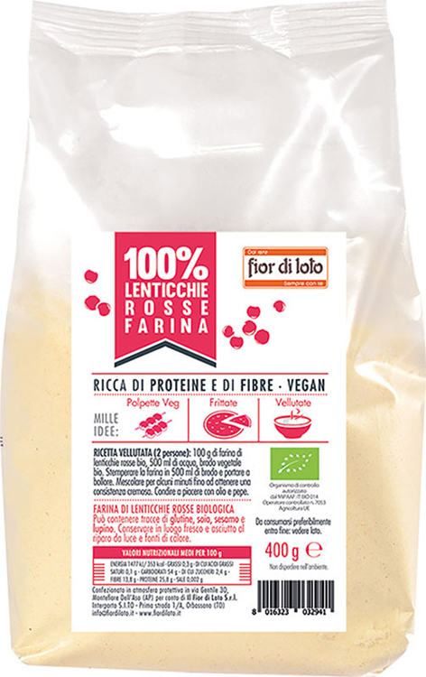 FIOR DI LOTO FARINA DI LENTICCHIE ROSSE BIO 400 G - Farmapre