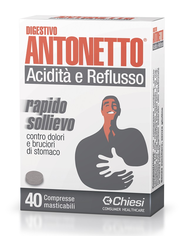 DIGESTIVO ANTONETTO ACIDITA' E REFLUSSO 40 COMPRESSE MASTICABILI - Farmapre