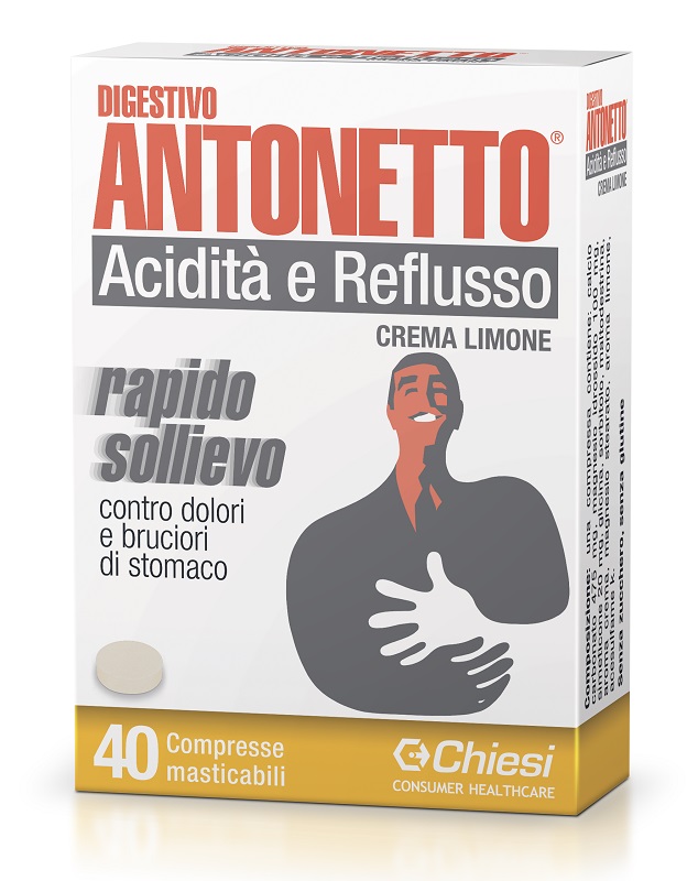 DIGESTIVO ANTONETTO ACIDITA' E REFLUSSO CREMA AL LIMONE 40 COMPRESSE MASTICABILI - Farmapre