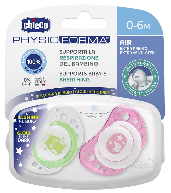 CHICCO SUCCHICCO AIR LUM SILICONE 0-6 MESI 2 PEZZI - Farmapre