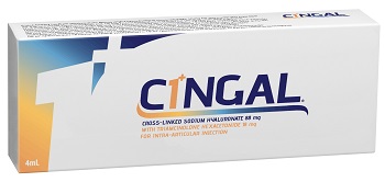SIRINGA PRERIEMPITA INTRA ARTICOLARE CINGAL 4 ML 22MG/ML ACIDO RETICOLATO CON 4,5 MG/ML TRIAMCINOLONE ESACETONIDE - Farmapre