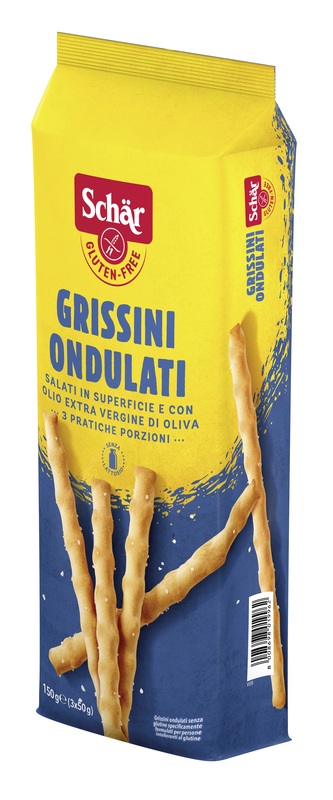 SCHAR GRISSINI ONDULATI SALATI IN SUPERFICIE 3 PORZIONI DA 50 G - Farmapre