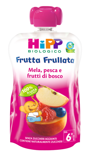 HIPP BIO FRUTTA FRULLATA MELA PESCA FRUTTI DI BOSCO 90 G - Farmapre
