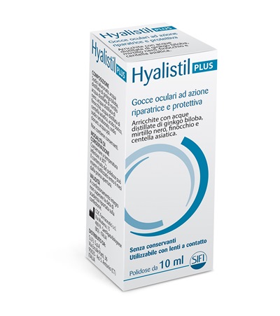 GOCCE OCULARI HYALISTIL PLUS ACIDO IALURONICO 0,4% ACQUA DISTILLATA DI GINKGO BILOBA + MIRTILLO NERO + FINOCCHIO + CENTELLA ASIATICA 10 ML - Farmapre