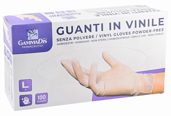 GUANTI VINILE SENZA POLVERE LARGE 100 PEZZI GAMMADIS - Farmapre