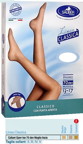 SAUBER COLLANT OPEN TOE MAGLIA LISCIA 70 DEN COLORE NEUTRO BEIGE TAGLIA 4 LINEA CLASSICA - Farmapre
