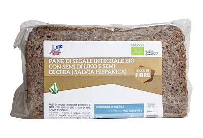 PANE DI SEGALE INTEGRALE CON SEMI DI LINO E SEMI DI CHIA BIO 500 G - Farmapre