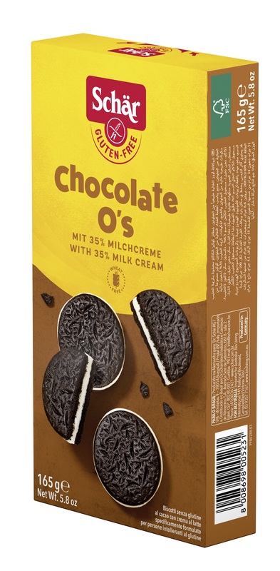 SCHAR CHOCOLATE O'S BISCOTTI AL CACAO CON CREMA AL LATTE 165 G - Farmapre
