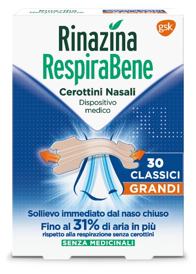 RINAZINA RESPIRABENE CEROTTI NASALI CLASSICI GRANDI CARTON 30 PEZZI - Farmapre