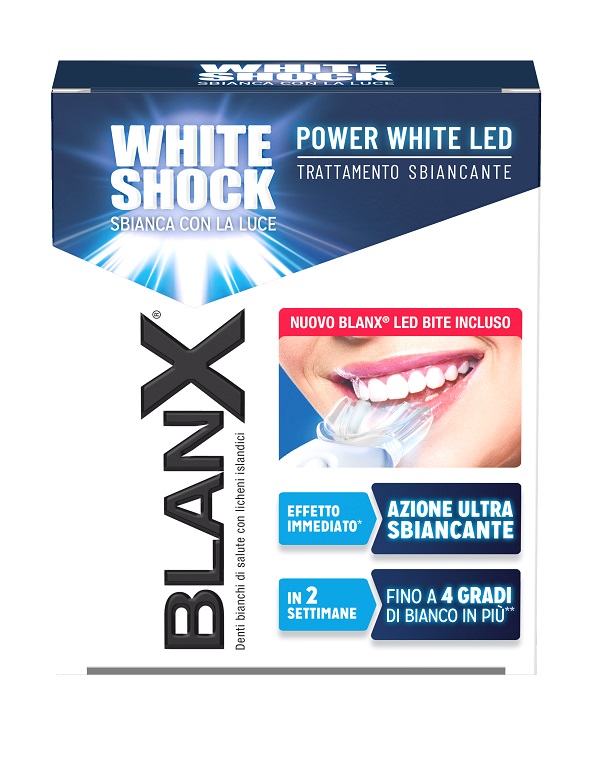 BLANX WHITE SHOCK TRATTAMENTO SBIANCANTE POWER WHITE 30 ML + LED BITE - Farmapre