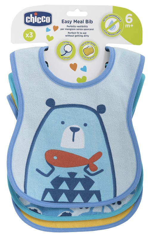 CHICCO BAVAGLINO PAPPA 6M 3 PEZZI BOY - Farmapre