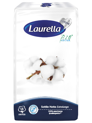 ASSORBENTE LAURELLA IN COTONE SOTTILE NOTTE DISTESO 14 PEZZI - Farmapre