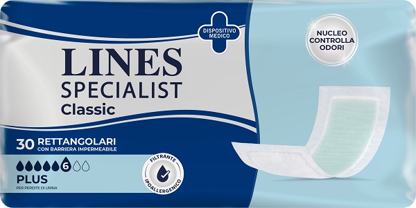 PANNOLONE LINES SPECIALIST CLASSIC RETTANGOLARE CON BARRIERA 30 PEZZI - Farmapre