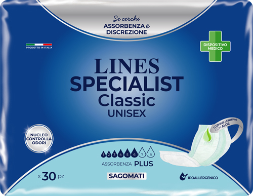 PANNOLONE SAGOMATO LINES SPECIALIST CLASSIC PLUS 30 PEZZI - Farmapre