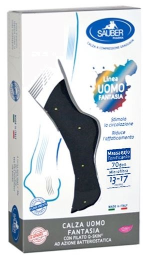 SAUBER CALZA UOMO FANTASIA Q-SKIN 70 DEN BLU POIS GIALLI TAGLIA P - Farmapre