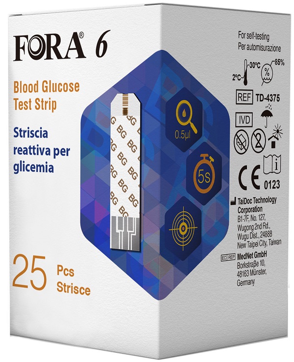 STRISCE MISURAZIONE GLICEMIA FORA 6 CONNECT BOX DA 25 PEZZI - Farmapre
