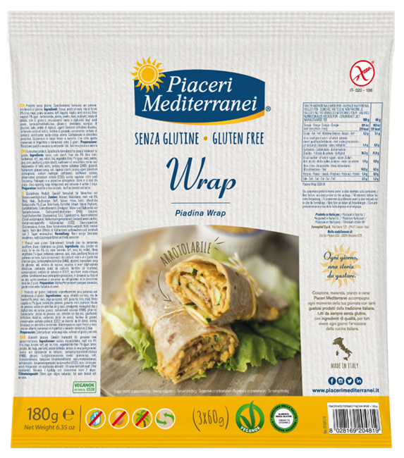 PIACERI MEDITERRANEI PIADINA WRAP 180 G - Farmapre