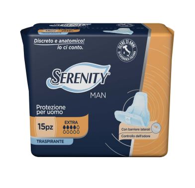 PANNOLINO SERENITY LIGHT MAN EXTRA CON ADESIVO O ALTRO FISSAGGIO 15 PEZZI - Farmapre