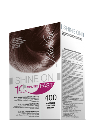 BIONIKE SHINE ON FAST TRATTAMENTO COLORANTE CAPELLI CASTANO 400 60 ML + TUBO 60 ML - Farmapre