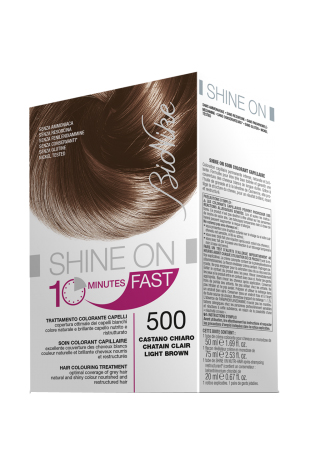 BIONIKE SHINE ON FAST TRATTAMENTO COLORANTE CAPELLI CASTANO CHIARO 500 FLACONE 60 ML + TUBO 60 ML - Farmapre