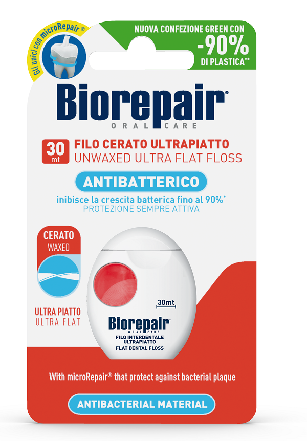 BIOREPAIR ORAL CARE ANTIBATTERICO FILO NON CERATO ULTRAPIATTO DENTI SENSIBILI 25+5 METRI - Farmapre