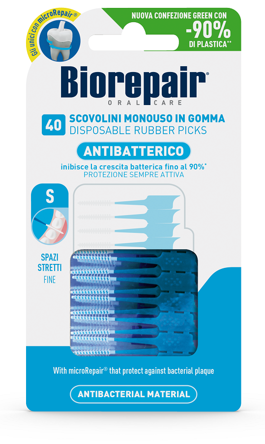 BIOREPAIR ORAL CARE ANTIBATTERICO SCOVOLINI MONOUSO IN GOMMA SPAZI STRETTI 40 PEZZI - Farmapre