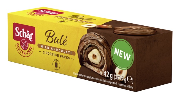 SCHAR BULE' CIALDE WAFER CON NOCCIOLA RICOPERTE DI CIOCCOLATO AL LATTE 3 PORZIONI DA 14 G - Farmapre