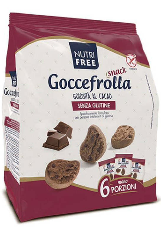 NUTRIFREE GOCCEFROLLA SNACK GOLOSITA' AL CACAO SENZA LATTOSIO 6 MONOPORZIONI DA 40 G - Farmapre