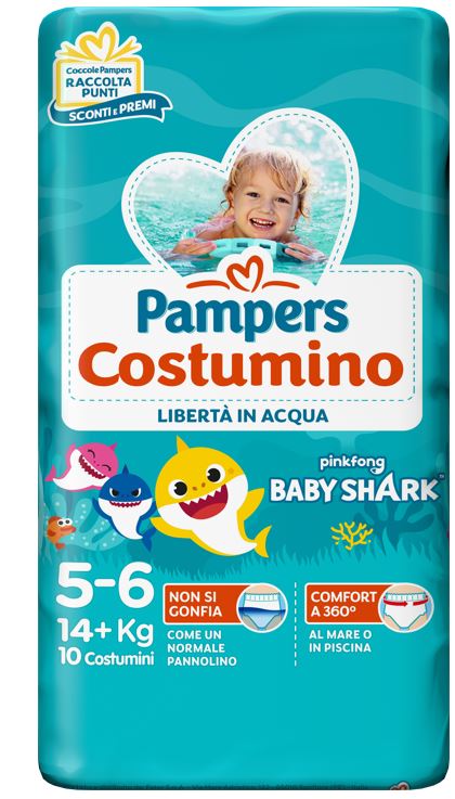 PAMPERS COSTUMINO BABY SHARK CP S 5-6 10 PEZZI - Farmapre