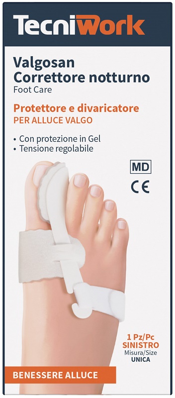 CORRETTORE NOTTURNO PER ALLUCE VALGO SINISTRO MISURA UNICA VALGOSAN 1 PEZZO - Farmapre
