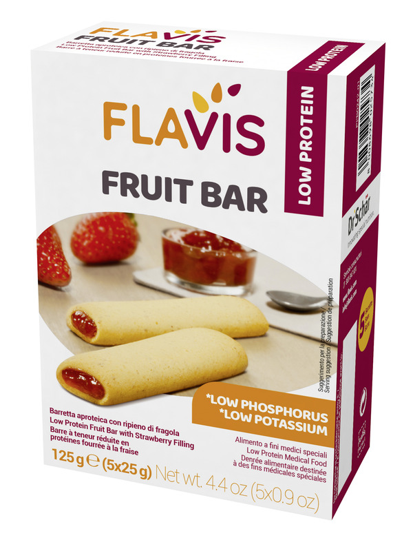 FLAVIS FRUIT BAR BARRETTA APROTEICA CON RIPIENO DI FRAGOLA 5 PEZZI DA 25 G - Farmapre