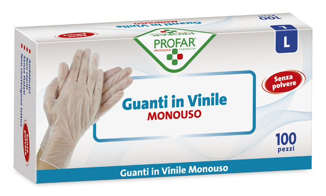 PROFAR GUANTO IN VINILE SENZA POLVERE L 100 PEZZI - Farmapre