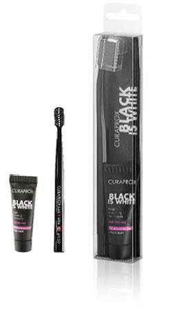 CURAPROX BLACK IS WHITE DENTIFRICI SBIANCANTI 1 DENTIFRICIO DA 10ML + 1 SPAZZOLINO - Farmapre