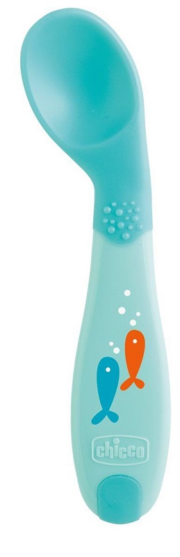 CHICCO CUCCHIAIO ANGOLATO 8M+ AZZURRO - Farmapre