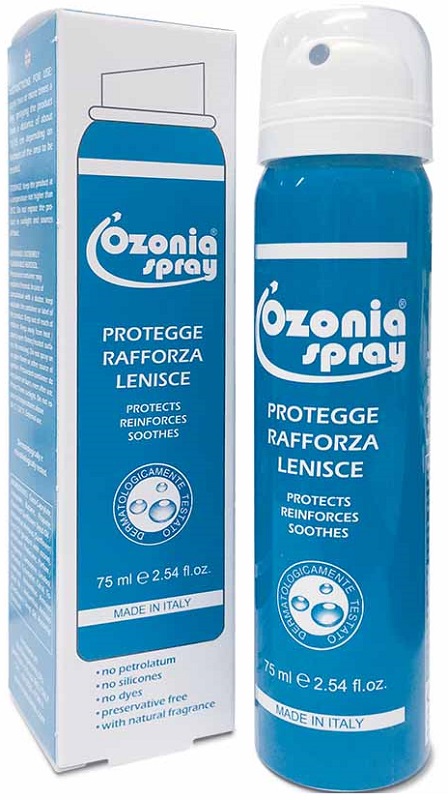 OZONIA SPRAY A BASE DI OLIO OZONIZZATO PER CUTE E MUCOSE ARROSSATE INFIAMMATE DISTROFICHE SENSIBILI 75 ML - Farmapre