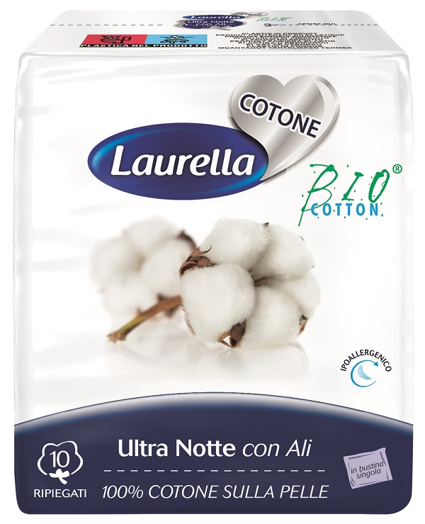ASSORBENTE LAURELLA PER DONNA IN COTONE ULTRA ALI NOTTE 10 PEZZI - Farmapre