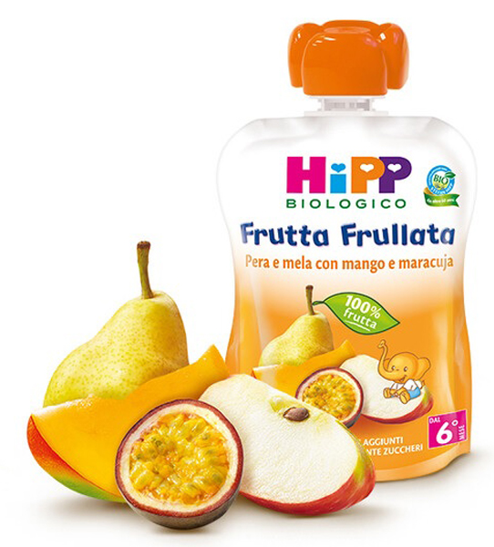HIPP BIO FRUTTA FRULLATA PERA/MELA CON MANGO E MARACUJA 90 G - Farmapre