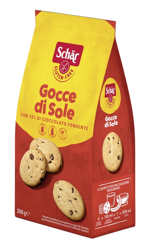SCHAR GOCCE DI SOLE BISCOTTI DI PASTAFROLLA CON GOCCE DI CIOCCOLATO FONDENTE SENZA LATTOSIO 200 G - Farmapre