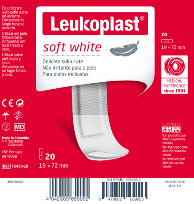LEUKOPLAST SOFT WHITE 72 X 19 CM 20 PEZZI - Farmapre