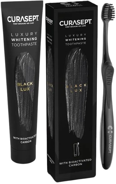 CURASEPT BLACK LUXURY WHITENING DENTIFRICIO 75 ML + SPAZZOLINO - Farmapre