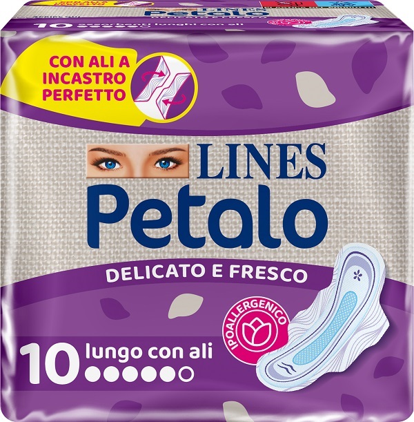 LINES PETALO BLU ASSORBENTE LUNGO CON ALI 10 PEZZI - Farmapre