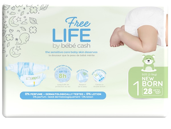 FREELIFE BY BEBECASH PANNOLINI NEW BORN TAGLIA 1 2-4 KG GIROVITA 30-41 CM 28 PEZZI - Farmapre