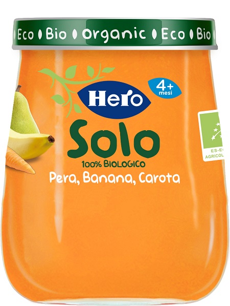 HERO BABY OMOGENEIZZATO PERA BANANA CAROTA 100% BIO 120 G - Farmapre