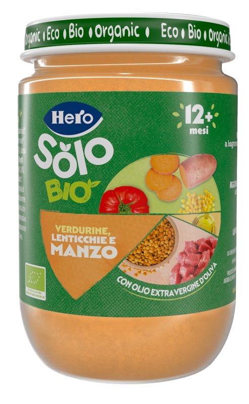 HERO SOLO OMOGENEIZZATO VERDURINE LENTICCHIE MANZO 100% BIO 190 G - Farmapre