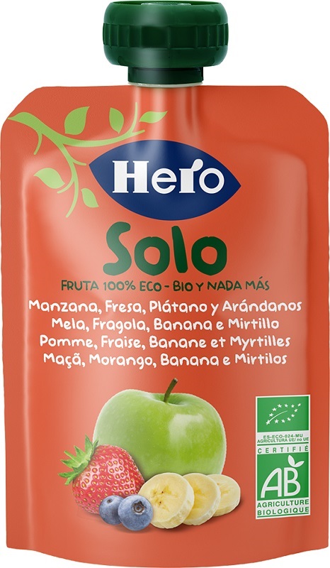 HERO SOLO FRUTTA FRULLATA 100% BIO MELA BANANA FRAGOLA 100 G - Farmapre