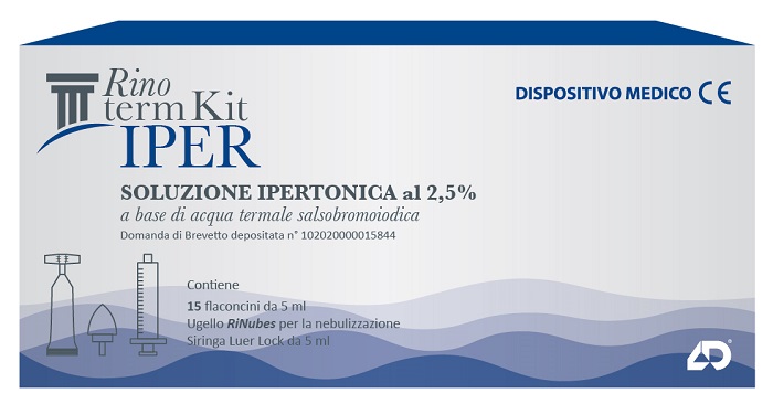RINOTERM KIT IPER 15 FLACONCINI DA 5 ML + UGELLO RINUBES PER NEBULIZZAZIONE + SIRINGA LUER LOCK DA 5 ML - Farmapre